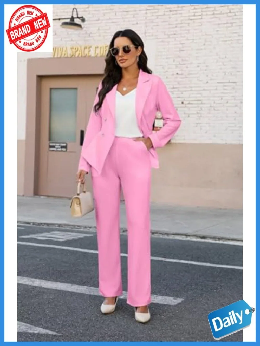 Women's 2 Piece Suit Set Dressy Blazer Pants Business Casual Outfit Long Sleeve